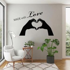 SSSStickerS Made with Love Heart Words Lettering Stickers Vinyl Wall Decal Home Decor Living Room Bedroom Mural Family Sticker 69x42cm