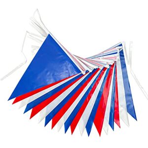 WINSOME Red Blue White PVC Plastic Bunting Banner 10 Metre Long 20 Flags Pennant Double Sided Indoor & Outdoor Party Decoration