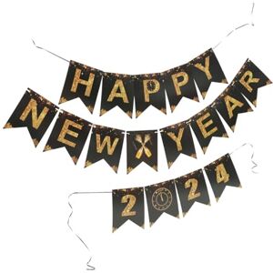 TOPBATHY 1 Set New Year Flag Happy New Year Bunting Flag Happy New Year Decorations New Year Eve Party Decoration New Year Hanging Banner Balloons Party Favors Paper Accessories Festive