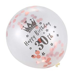 MARKELL 5Pc 12 Inch Confetti Balloons Latex Pink Birthday Balloons 30 Years Old Anniversary Wedding Party Decoration