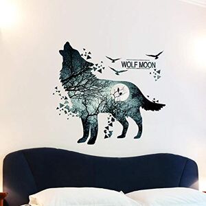 Pdrui Wall Mural Decal for Living Room, Midnight Wolf Wall Stickers as Wall Decor for Bedroom 74cm x 81cm Removable Stickers for Walls Decoration as Housewarming Birthday Gift