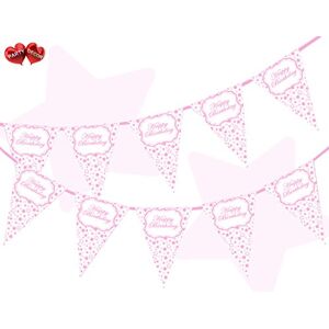 Pink Stars Happy Birthday Themed Bunting Banner 15 flags - for simply stylish party decoration by PARTY DECOR