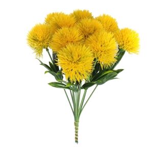fxwtich Silk Dandelion Flowers Artificial Bouquet Simulated Flower Ball 10 Bunches Lifelike Odorless for Home Hotel Yellow