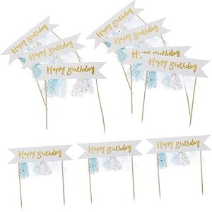 Garneck 20 Pcs Birthday Flag Top Hat Birthday Party Decoration Mini Flags Happy Birthday Sign Happy Birthday Banner Dessert Banner Picks Food Fringe Trim Hand Decor Paper Props Cake