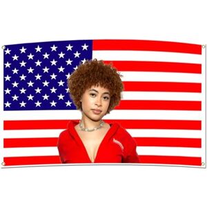 Generic Ice Spice Flag Tapestry, Red Ice Spice Tapestry (3x5 Feet) with 4 Bass Gromments, Ice Spice American Flag Backdrop for Bedroom Living Room Wall Hanging Decor