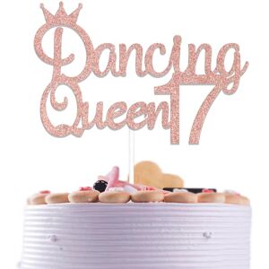 Qxcv Dancing Queen 17 Cake Topper, Young & Sweet Only 17, Happy Girls 17th Birthday Cake Decorations, Cheer 17 Years Old Party Decor Supplies Rose Gold