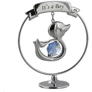 Crystocraft duck "It's a boy" new baby gift decoration with blue Swarovski Crystal