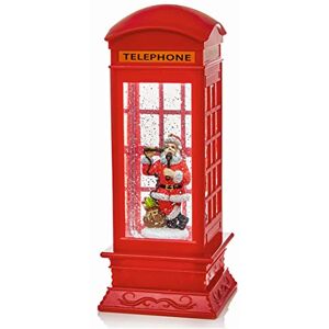 Premier 27cm Red Telephone Box Christmas Water Spinner with Santa (LB184666)