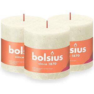 Bolsius Rustic Pillar Candle XXL - Ivory - Pack of 3 - Long Burning Time of 62 Hours - Household Candle - Interior Decoration - Unscented - Includes Natural Vegan Wax - No Palm Oil - 10 x 10 cm