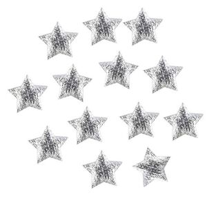 CHISHAYA Star Decoration Home Silver Confetti Gold 100pc Five-pointed Cloth Christmas 2cm Home Decor Chandelier Centerpieces for Wedding Table (Silver, One Size)
