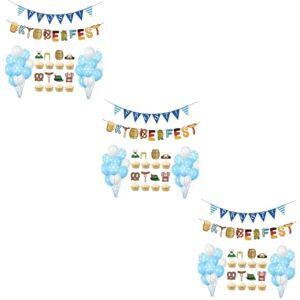 TOYANDONA 81 Pcs Oktoberfest Party Decoration Cake Decor Blm Flag Pennant Banner Flags Beer Party Favors Oktoberfest Decor Oktoberfest Cupcake Topper Buntings Latex Balloons Paper