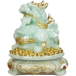 TISTIK Jade Pixiu/Pi Yao/Bi Xie Ornaments Decorative Feng Shui Wealth Porsperity Statue Figurine Home Table Decoration Attract Wealth and Good Luck