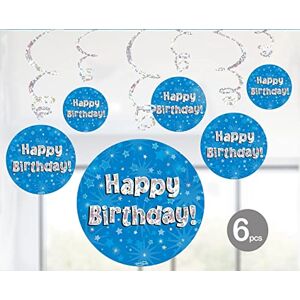 British Ballet Blue And silver Hanging Swirl Decorations Sparkling Fizz Happy Birthday