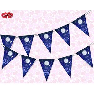 I Love You to the Moon Valentines Day Themed Bunting Banner 15 flags - for simply stylish party decoration by PARTY DECOR