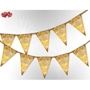 Happy New Year Fireworks Gold Bunting Banner 15 flags for guaranteed simply stylish party decoration by PARTY DECOR