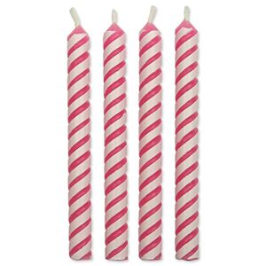 PME Pink Striped Candles, Medium Size, 24-Pack