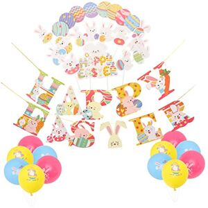 FAVOMOTO 1 Set Easter Flag Easter Banner Decor Happy Easter Banner Balloon Easter Bunny Balloon Color Cake Decorations Easter Party Favor Spring Garland Photo Props Rabbit Applique Paper