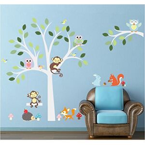 Deco-Online *** New *** Monkey Tree Squirrels Forest Mushrooms Fox Hedgehog Owls Birds Baby Room Beautiful Room Decoration. Wall Mural Art Deco. Livingroom Sticker Home Wall Decor Decoration Decals