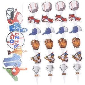 CHILDWEET 1 Set Baseball Party Decorations Baseballs Happy Birthday Decorations Pull Flag for Decor Birthday Party Supplies Birthday Cake Picks Happy Birthday Banner Props Sports Paper