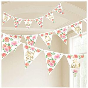 Amscan 122165 - Floral Baby Shower 24 Pennant Flags Banner & Ribbon - 4.57m