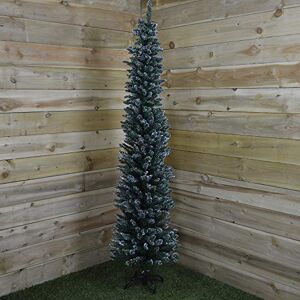Premier Christmas 2mtr 6ft Pencil Pine Flocked Artificial Slim Xmas Tree