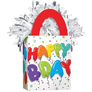 amscan Multicolor Birthday Celebration Balloon Weight Mini Tote - 5.7oz Eye-catching & Unique Design Sturdy & Holds Balloons In Place Perfect For Parties - 1 Count