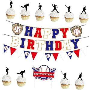 ibasenice 1 Set Baseball Birthday Flag Decorative Paper Banner Happy Birthday Banners Sports Party Decor Themed Party Decorations Baby Shower Banner Birthday Hanging Banner Cake Paper Cup