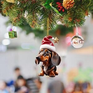 Gelb&Schwarz 7Pcs Dachshund Hanging Christmas Tree Lights Acrylic Charm Pendant Labrador Pendant Funny Christmas Decorations for Christmas Tree