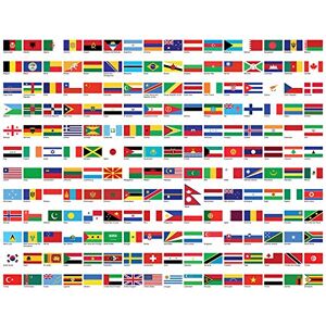Chicbanners Flags of The World Wall Sticker Country Flags Self Adhesive Poster Wall Art V201 Size 1000mm Wide x 700mm deep (Large)