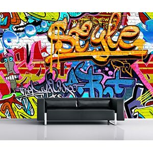 Edantex 1Wall Brightly Street Graffiti Feature Wallpaper Mural 3.15 x 2.32m, Wood, Multi-Colour, 1 x 315 x 232 cm