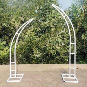 AUTUMFLATGAO 2PCS Metal Arch Backdrop Frame, Curved Top Wedding Arch Stand, Balloon Flower Arch Photography Backdrop Stand, Birthday Stand Decoration,White-1.5M+1.8M