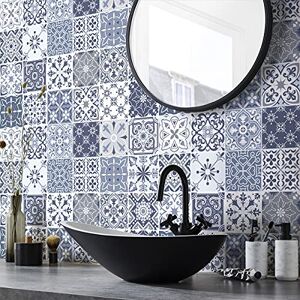 Ambiance Sticker Adhesive Tile Stickers - Cement Tiles - Wall Decor Tiles for Bathroom and Kitchen - Adhesive Cement Tiles Decals Murals - 10 x 10 cm - 24 Pieces