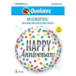 Qualatex 26985 Anniversary Confetti Dots 18" Round Shaped Foil Balloon