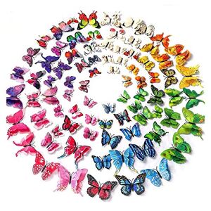 SIKAMARU 96 Pcs 3D Colorful Butterfly Wall Stickers,Removable Mural Stickers,DIY Decor, Home Decoration for Bedroom/Livingroom/Bathroom,Kids/Girl/Baby Bedroom Decor,Wedding/Birthday Party/Party Decor.