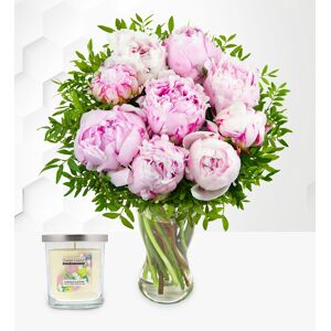 Prestige Flowers British Summer Peonies with Candle