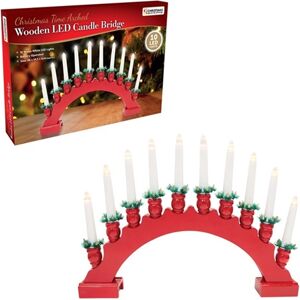 Christmas Workshop 10 LED Red Arched Wooden Candle Bridge Light