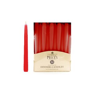 Price's Prices Pack Of 50 Dinner Candles Red
