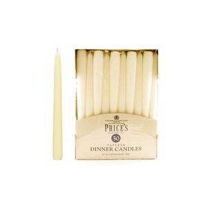 Price's Prices Pack Of 50 Dinner Candles Ivory