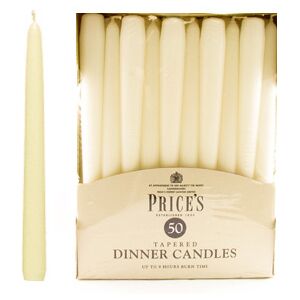 Price's Prices Pack Of 50 Dinner Candles Ivory