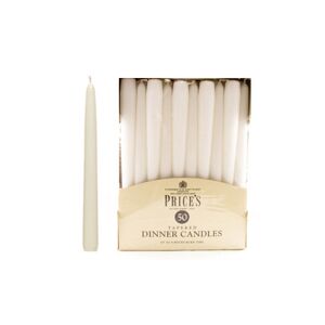 Price's Prices Pack Of 50 Dinner Candles White
