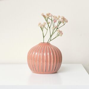 Round Pink Distressed Ceramic Vase - 12cm Material: Ceramic