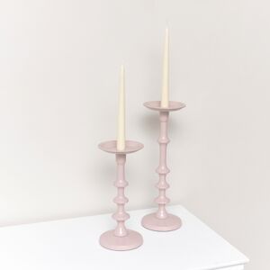 Set of 2 Pink Candle Holders Material: Metal
