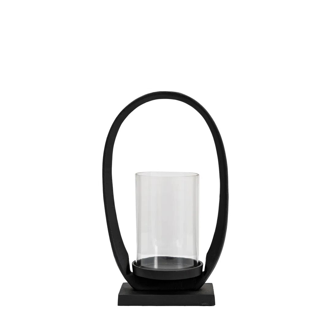 Photos - Figurine / Candlestick 17 Stories Glass Tabletop Lantern black 32.5 H x 19.5 W x 11.0 D cm