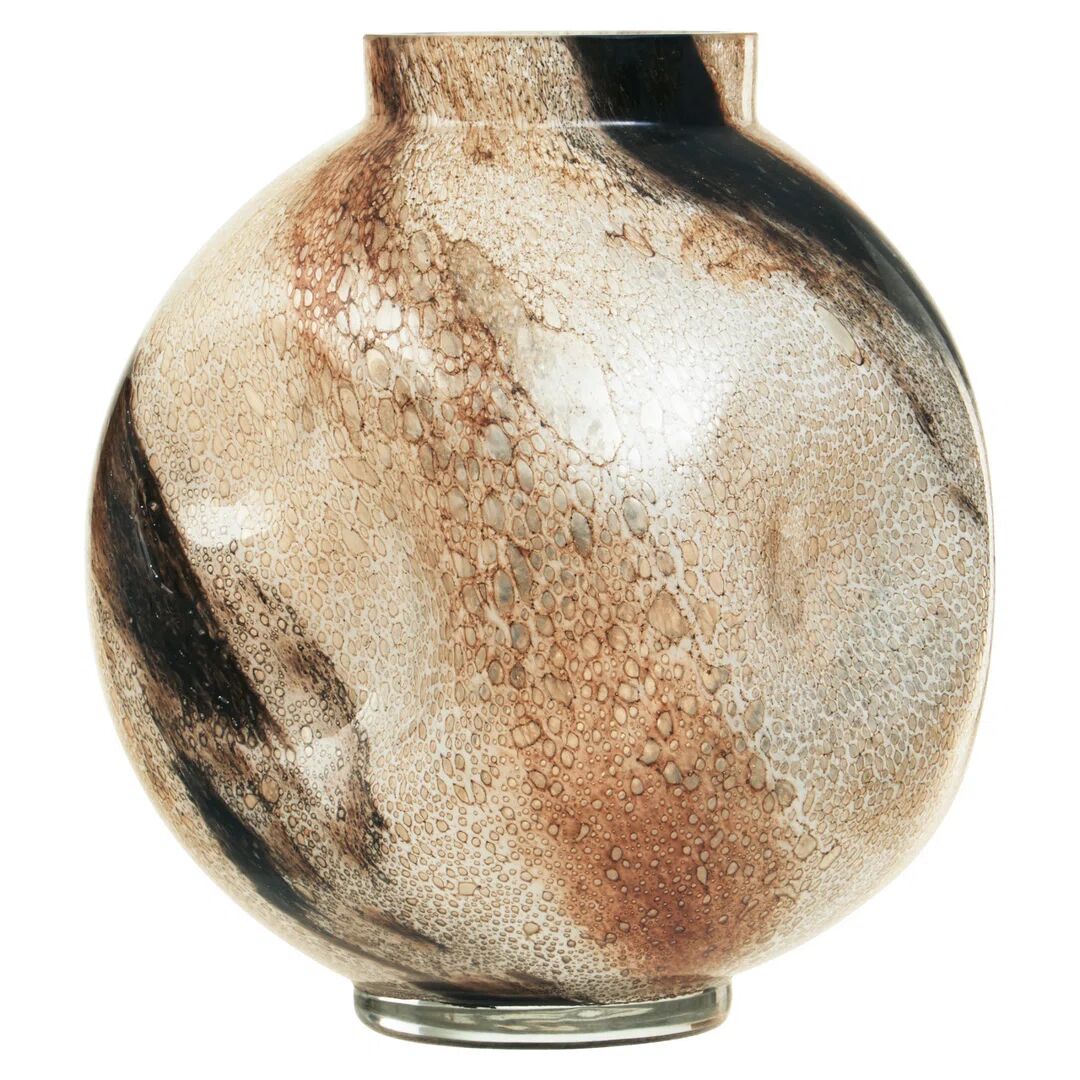 Photos - Vase Metro Heba Large Glass  black/brown/white 28.0 H x 25.0 W x 25.0 D cm
