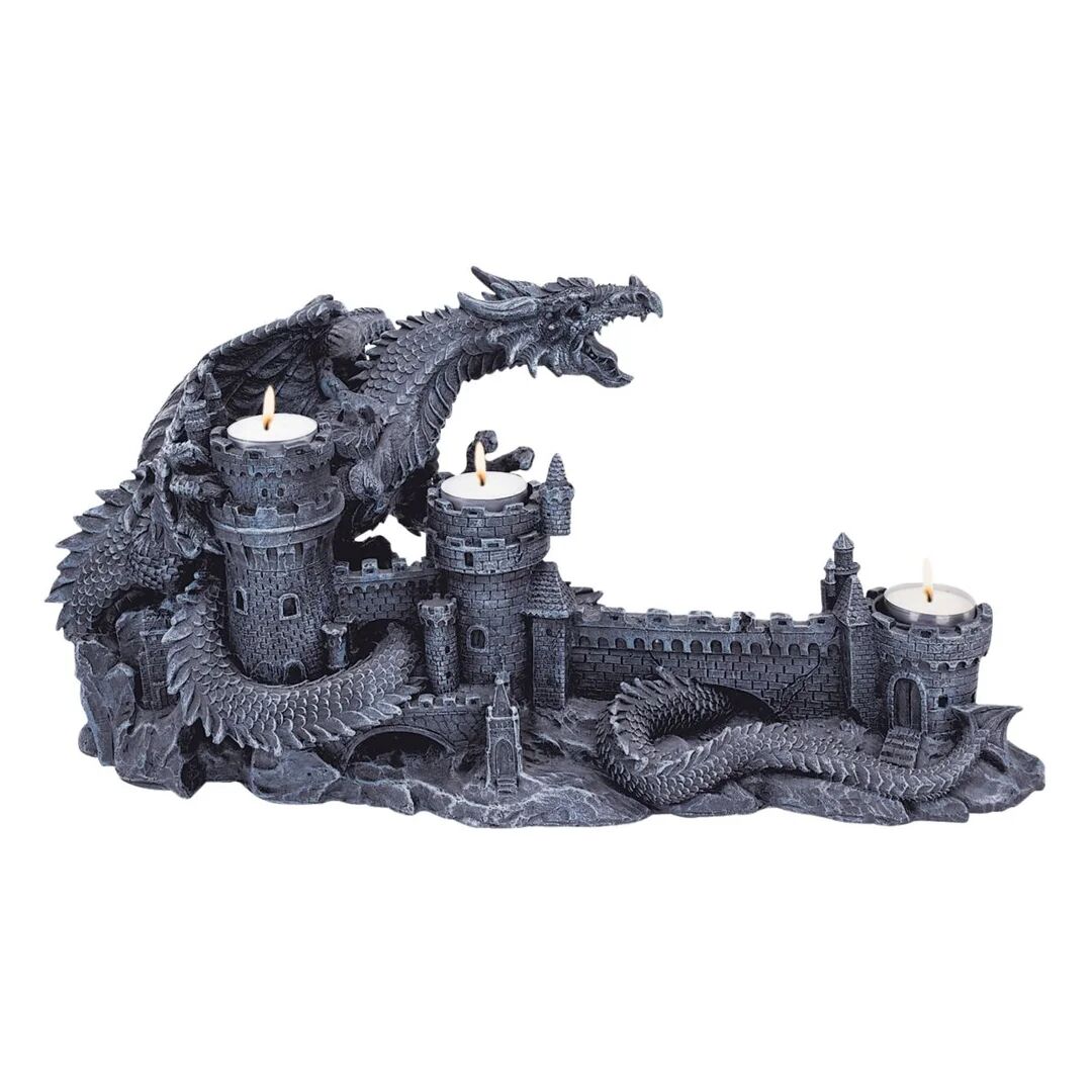 Photos - Figurine / Candlestick Design Toscano Dragon's Wrath Candelier Sculptural Tealight gray 21.59 H x