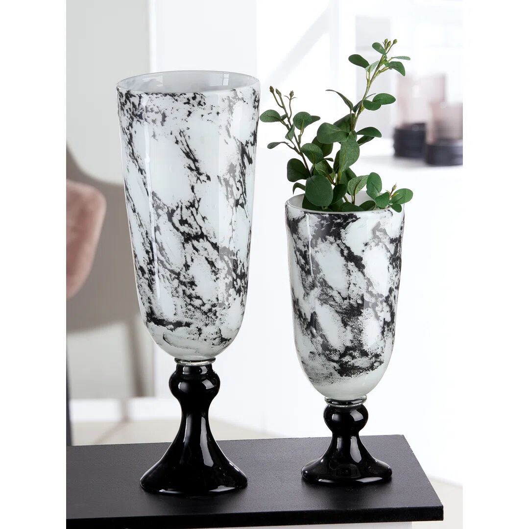 Photos - Vase Ophelia & Co. Janna Black/White Glass Table  black 45.0 H x 16.0 W x 1