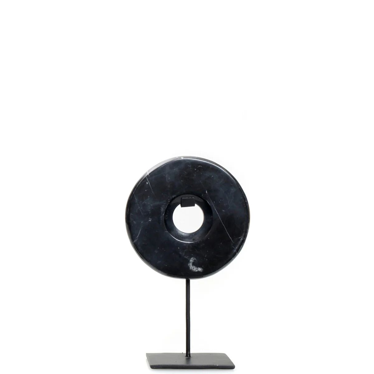 BazarBizar Black Marble Disc on Stand - Small - Small