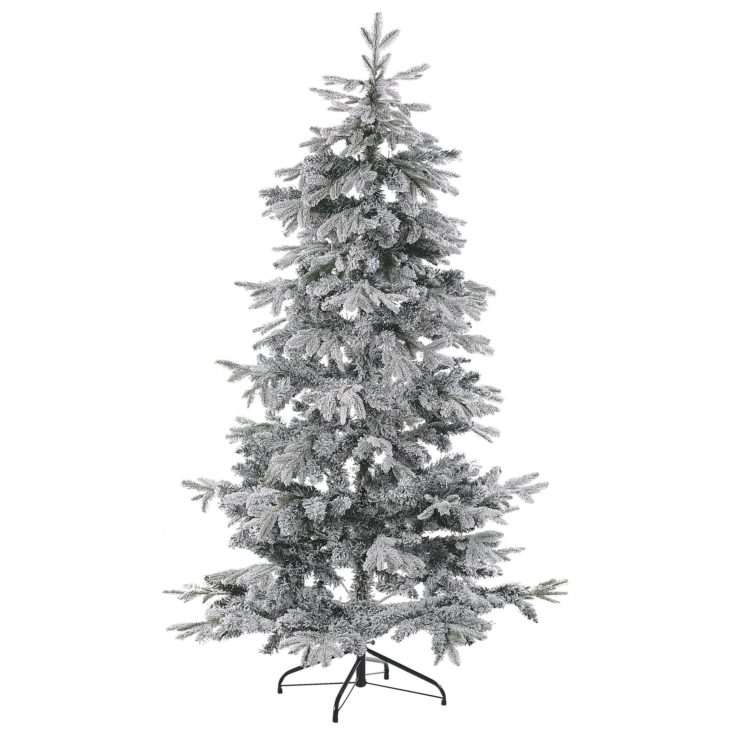 Beliani Artificial Christmas Tree White 210 cm Synthetic Show Frosted Flocked Hinged Branches Holiday
