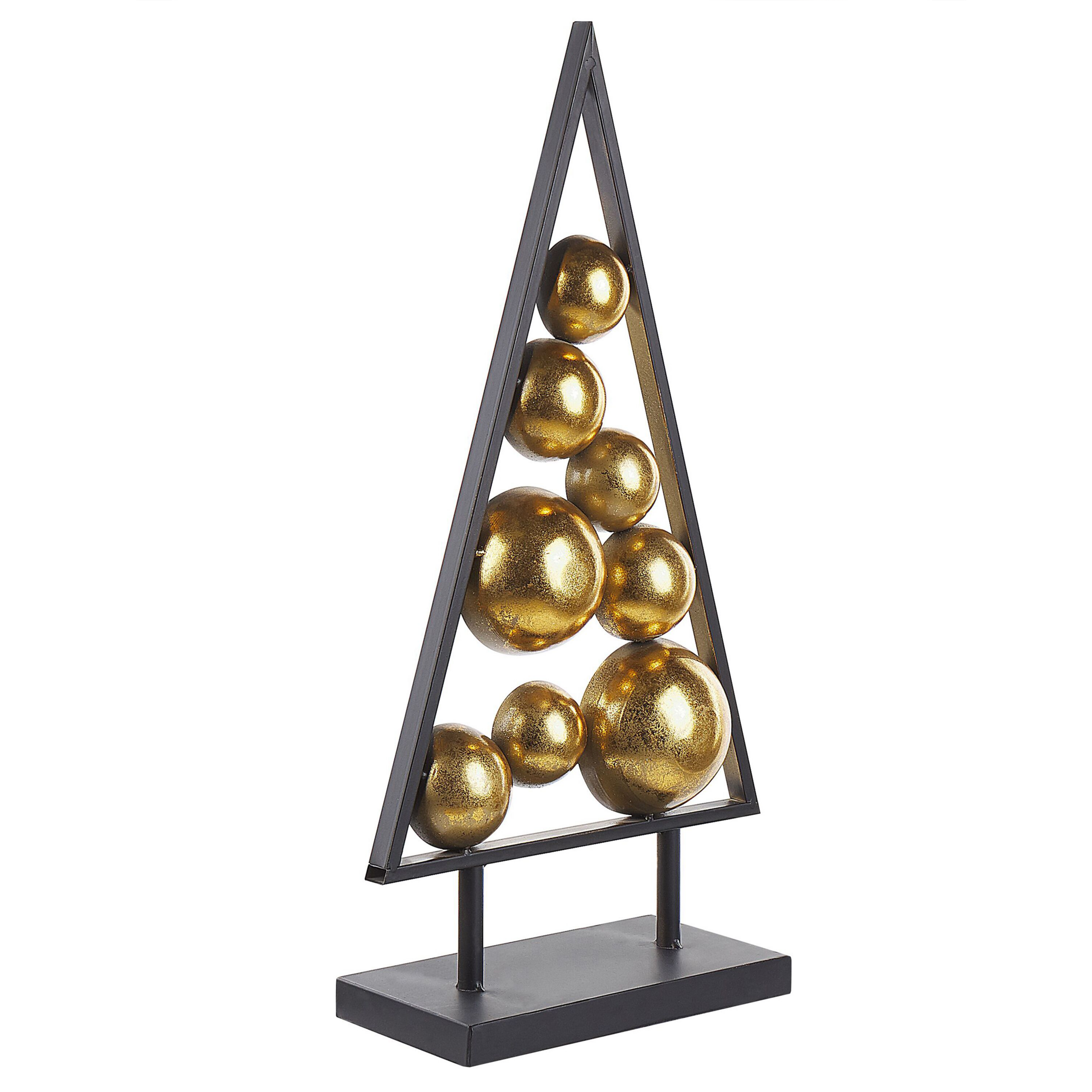 Beliani Decorative Item Black and Gold Metal Christmas Tree Holiday Season Ornaments