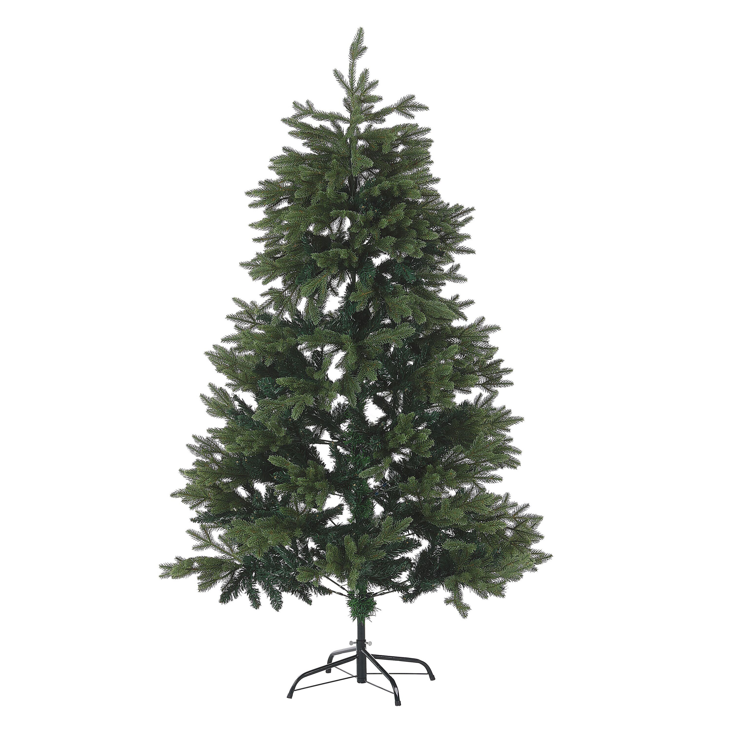 Beliani Artificial Christmas Tree Green PVC Metal Base 180 cm Traditional Style